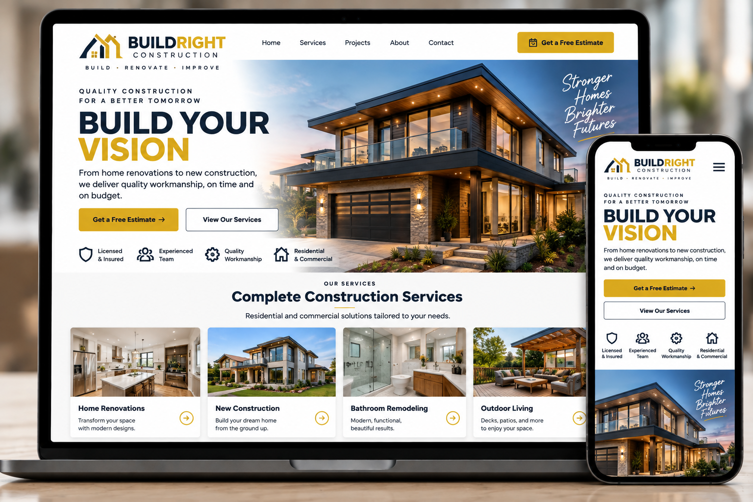 Contractor website demo designed by BuildSite AI
