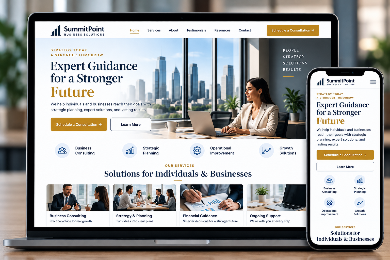 Professional services website demo designed by BuildSite AI